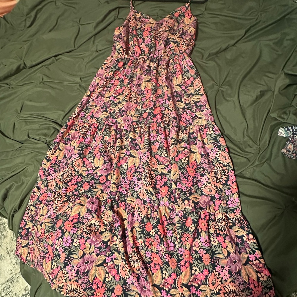 Floral mid shin length dress in Pink and Purple